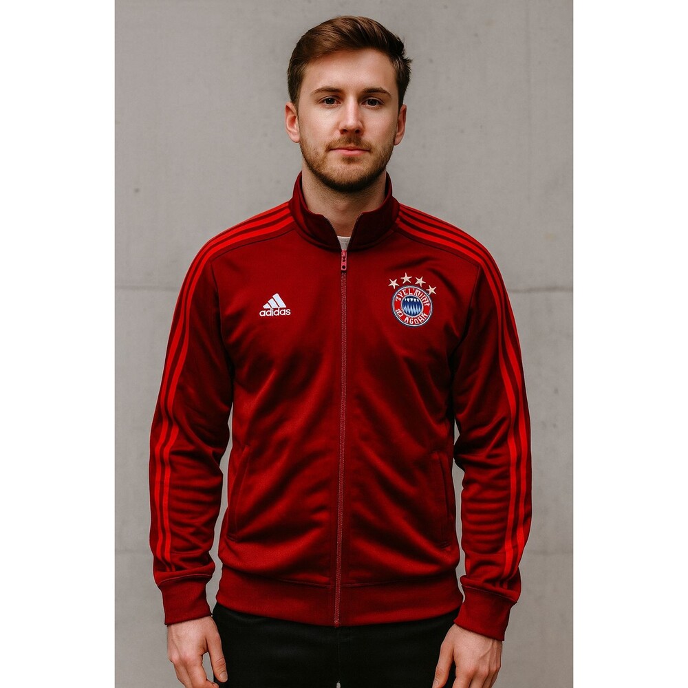 Adidas Vintage Rare Germany Bayern Munchen Woven Sweater Jacket Dark Red L